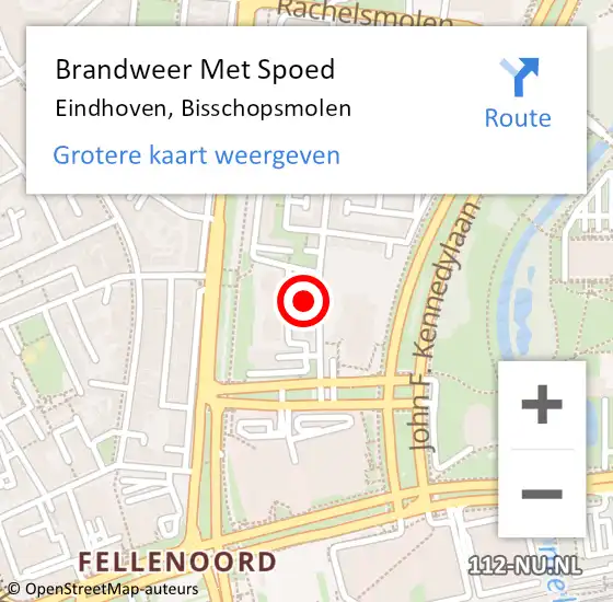 Locatie op kaart van de 112 melding: Brandweer Met Spoed Naar Eindhoven, Bisschopsmolen op 10 november 2022 21:19