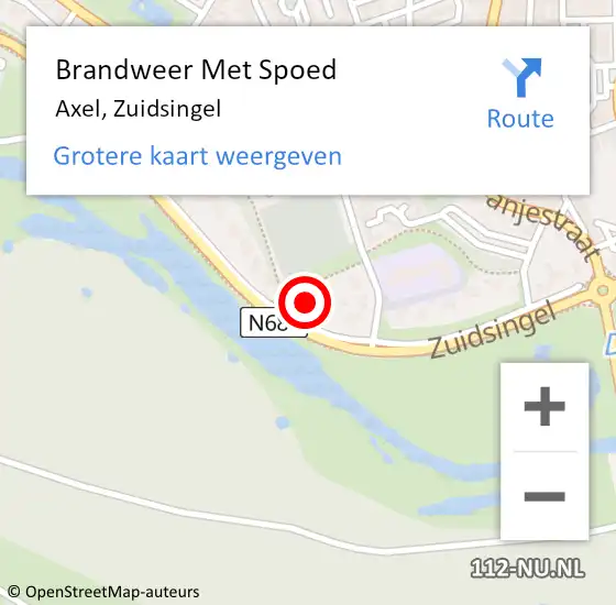 Locatie op kaart van de 112 melding: Brandweer Met Spoed Naar Axel, Zuidsingel op 10 november 2022 21:26