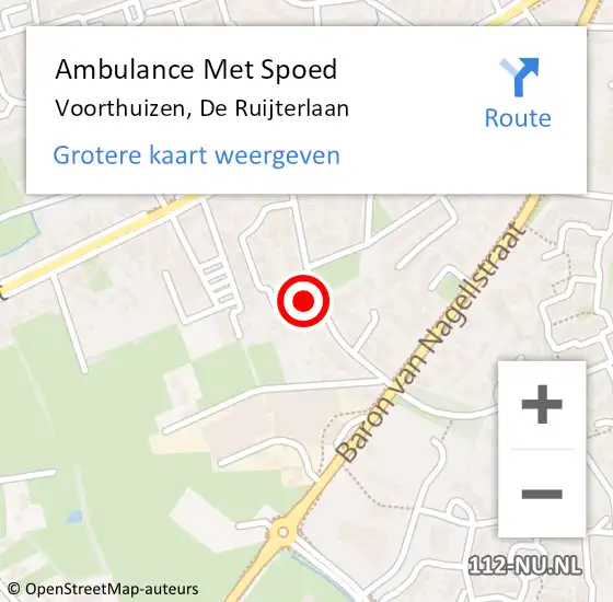 Locatie op kaart van de 112 melding: Ambulance Met Spoed Naar Voorthuizen, De Ruijterlaan op 10 november 2022 21:44