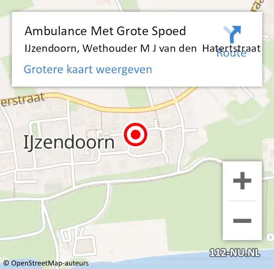 Locatie op kaart van de 112 melding: Ambulance Met Grote Spoed Naar IJzendoorn, Wethouder M J van den  Hatertstraat op 10 november 2022 21:45