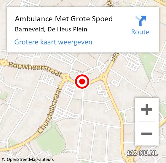 Locatie op kaart van de 112 melding: Ambulance Met Grote Spoed Naar Barneveld, De Heus Plein op 10 november 2022 22:40