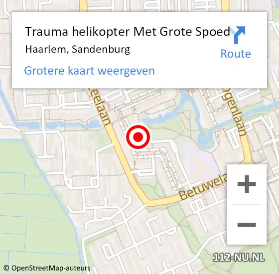 Locatie op kaart van de 112 melding: Trauma helikopter Met Grote Spoed Naar Haarlem, Sandenburg op 10 november 2022 22:52