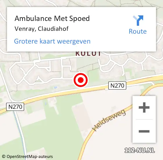 Locatie op kaart van de 112 melding: Ambulance Met Spoed Naar Venray, Claudiahof op 4 augustus 2014 15:32