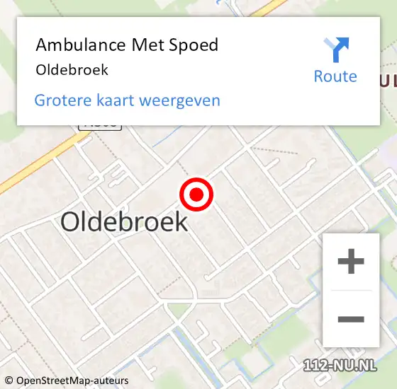 Locatie op kaart van de 112 melding: Ambulance Met Spoed Naar Oldebroek op 10 november 2022 23:01