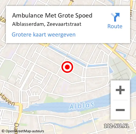 Locatie op kaart van de 112 melding: Ambulance Met Grote Spoed Naar Alblasserdam, Zeevaartstraat op 11 november 2022 00:41