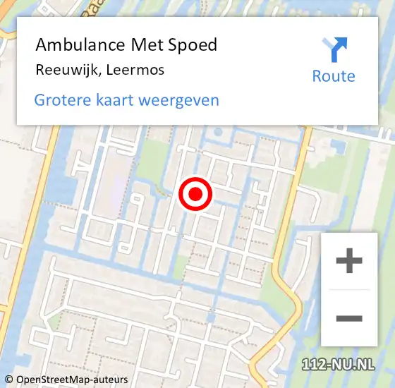 Locatie op kaart van de 112 melding: Ambulance Met Spoed Naar Reeuwijk, Leermos op 11 november 2022 00:59