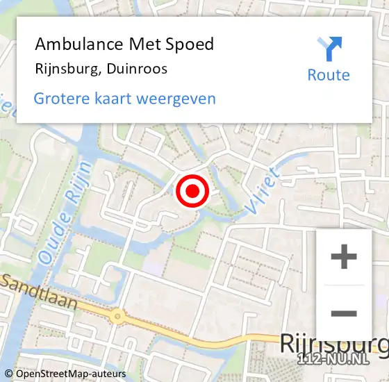 Locatie op kaart van de 112 melding: Ambulance Met Spoed Naar Rijnsburg, Duinroos op 11 november 2022 01:24