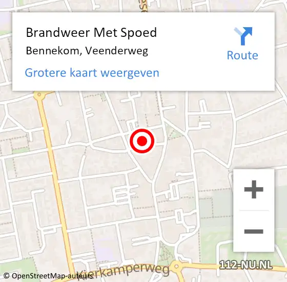 Locatie op kaart van de 112 melding: Brandweer Met Spoed Naar Bennekom, Veenderweg op 11 november 2022 01:53