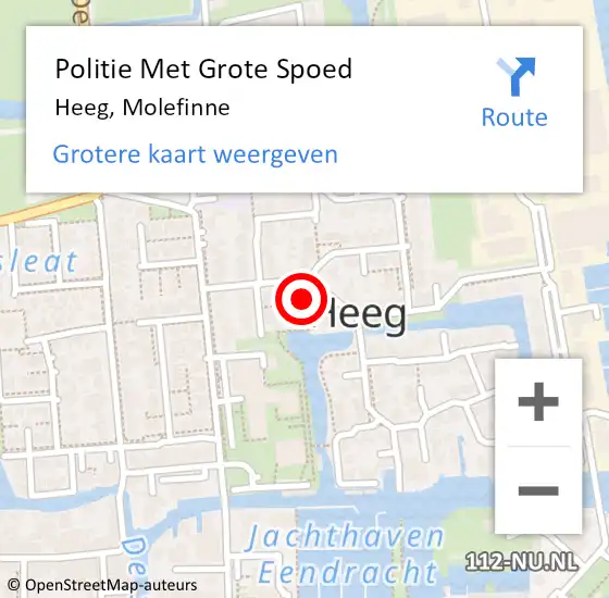 Locatie op kaart van de 112 melding: Politie Met Grote Spoed Naar Heeg, Molefinne op 11 november 2022 02:25