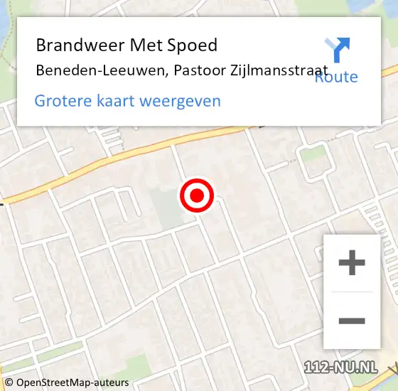 Locatie op kaart van de 112 melding: Brandweer Met Spoed Naar Beneden-Leeuwen, Pastoor Zijlmansstraat op 11 november 2022 03:09