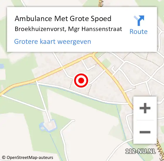 Locatie op kaart van de 112 melding: Ambulance Met Grote Spoed Naar Broekhuizenvorst, Mgr. Hanssenstraat op 11 november 2022 06:44
