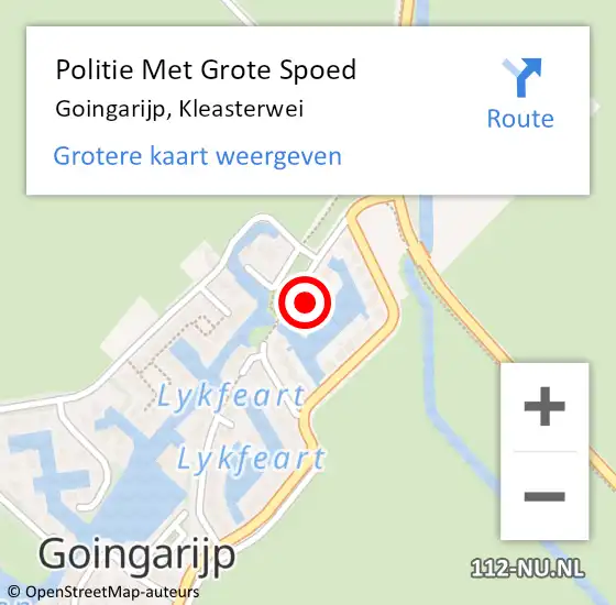 Locatie op kaart van de 112 melding: Politie Met Grote Spoed Naar Goingarijp, Kleasterwei op 11 november 2022 07:57