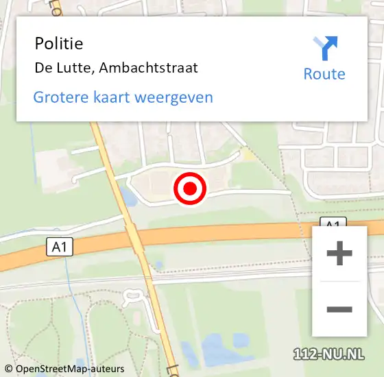 Locatie op kaart van de 112 melding: Politie De Lutte, Ambachtstraat op 11 november 2022 08:37