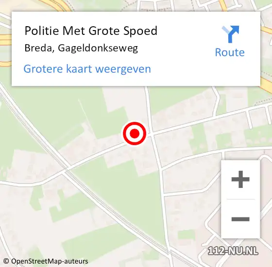 Locatie op kaart van de 112 melding: Politie Met Grote Spoed Naar Breda, Gageldonkseweg op 11 november 2022 08:50