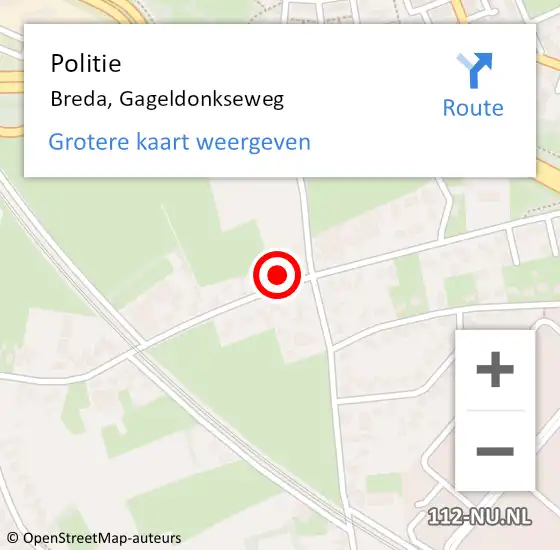 Locatie op kaart van de 112 melding: Politie Breda, Gageldonkseweg op 11 november 2022 08:50