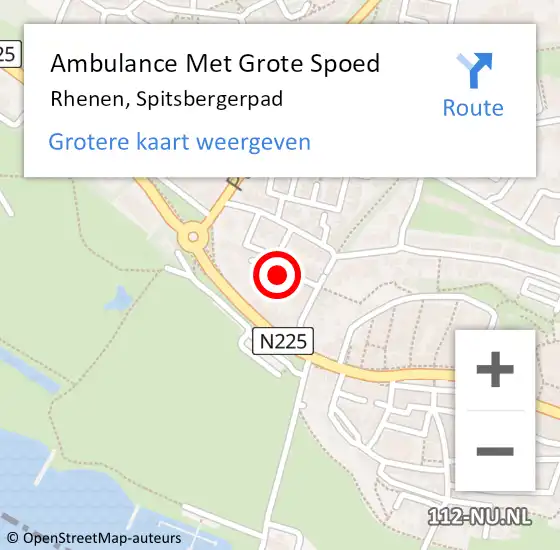 Locatie op kaart van de 112 melding: Ambulance Met Grote Spoed Naar Rhenen, Spitsbergerpad op 11 november 2022 08:52