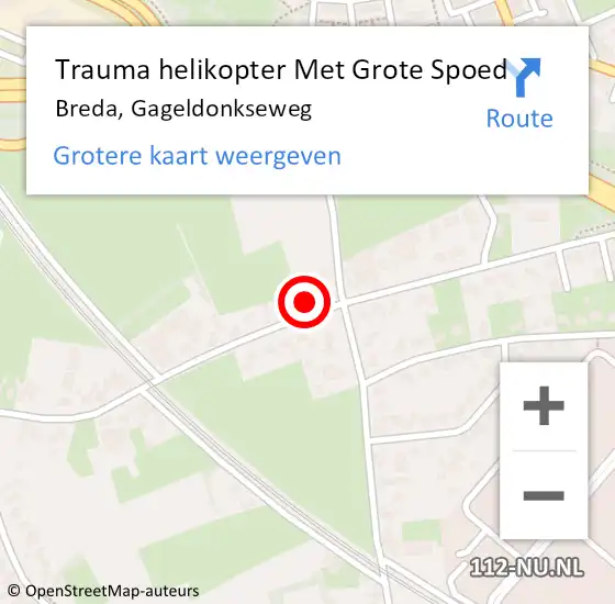 Locatie op kaart van de 112 melding: Trauma helikopter Met Grote Spoed Naar Breda, Gageldonkseweg op 11 november 2022 08:52