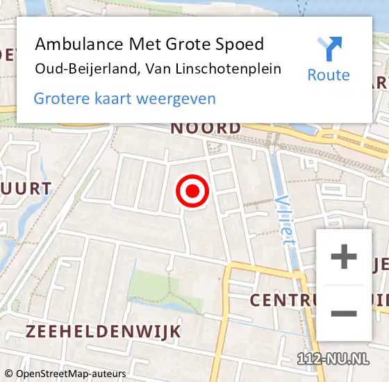 Locatie op kaart van de 112 melding: Ambulance Met Grote Spoed Naar Oud-Beijerland, Van Linschotenplein op 11 november 2022 08:53