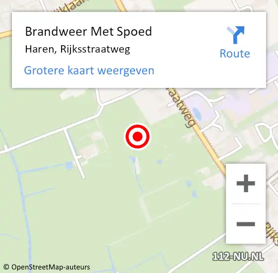 Locatie op kaart van de 112 melding: Brandweer Met Spoed Naar Haren Gn, Rijksstraatweg op 11 november 2022 08:59