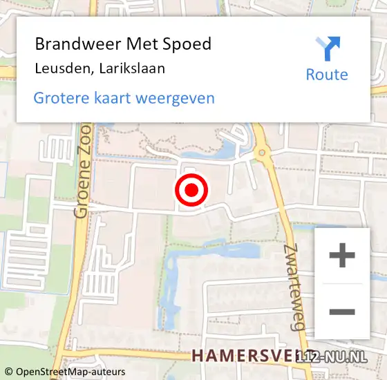 Locatie op kaart van de 112 melding: Brandweer Met Spoed Naar Leusden, Larikslaan op 11 november 2022 09:30