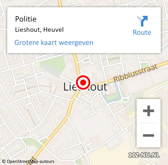 Locatie op kaart van de 112 melding: Politie Lieshout, Heuvel op 11 november 2022 09:32