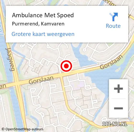 Locatie op kaart van de 112 melding: Ambulance Met Spoed Naar Purmerend, Kamvaren op 11 november 2022 09:32