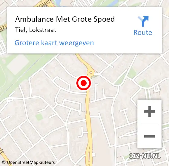 Locatie op kaart van de 112 melding: Ambulance Met Grote Spoed Naar Tiel, Lokstraat op 11 november 2022 09:33