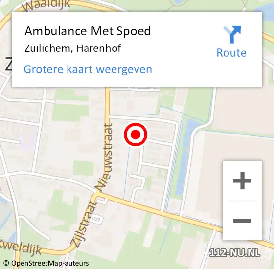 Locatie op kaart van de 112 melding: Ambulance Met Spoed Naar Zuilichem, Harenhof op 11 november 2022 10:08