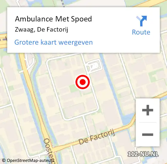 Locatie op kaart van de 112 melding: Ambulance Met Spoed Naar Zwaag, De Factorij op 11 november 2022 10:09