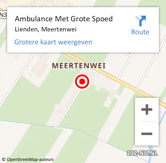 Locatie op kaart van de 112 melding: Ambulance Met Grote Spoed Naar Lienden, Meertenwei op 11 november 2022 10:10