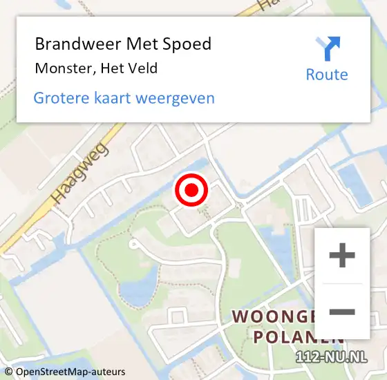 Locatie op kaart van de 112 melding: Brandweer Met Spoed Naar Monster, Het Veld op 11 november 2022 10:48