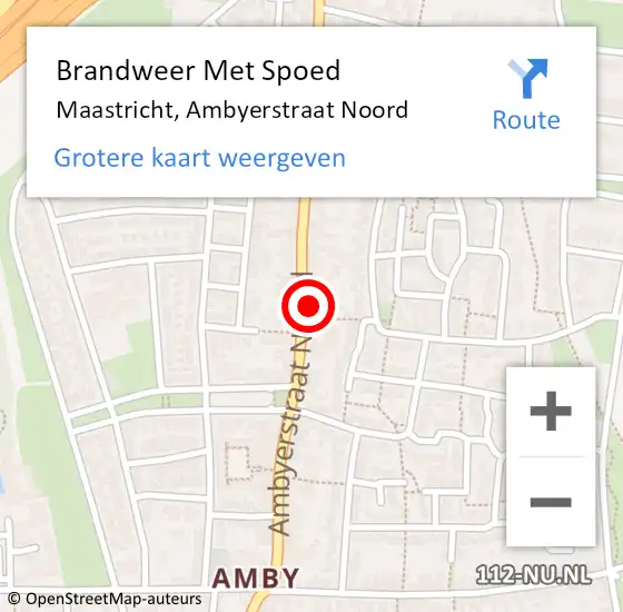 Locatie op kaart van de 112 melding: Brandweer Met Spoed Naar Maastricht, Ambyerstraat Noord op 11 november 2022 10:59