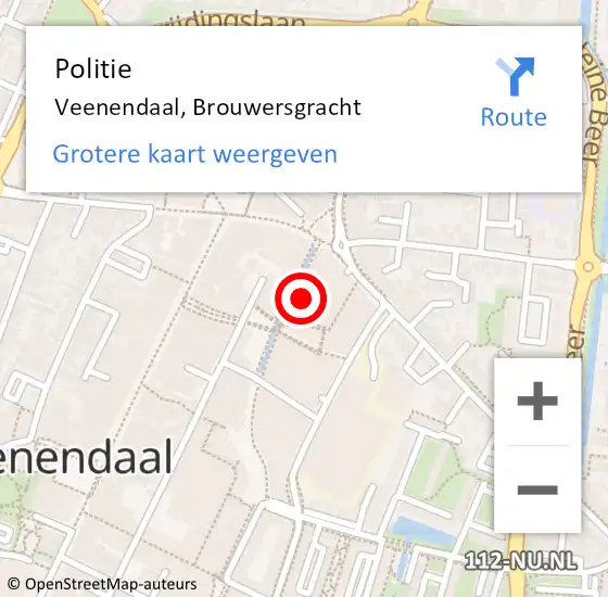 Locatie op kaart van de 112 melding: Politie Veenendaal, Brouwersgracht op 11 november 2022 11:01