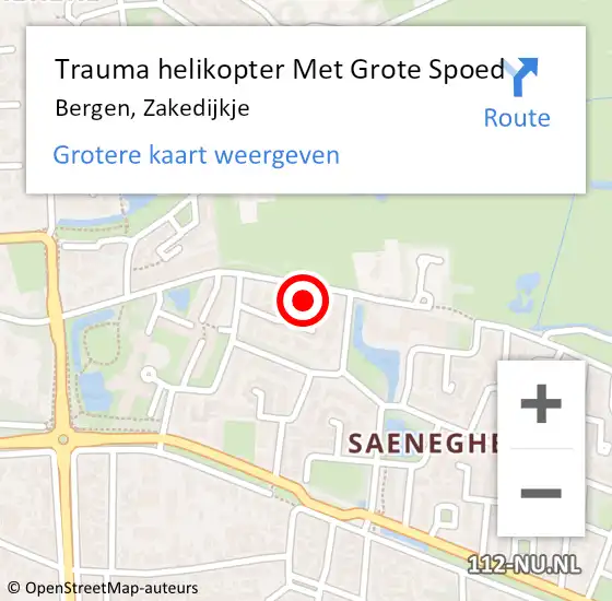 Locatie op kaart van de 112 melding: Trauma helikopter Met Grote Spoed Naar Bergen, Zakedijkje op 11 november 2022 11:13