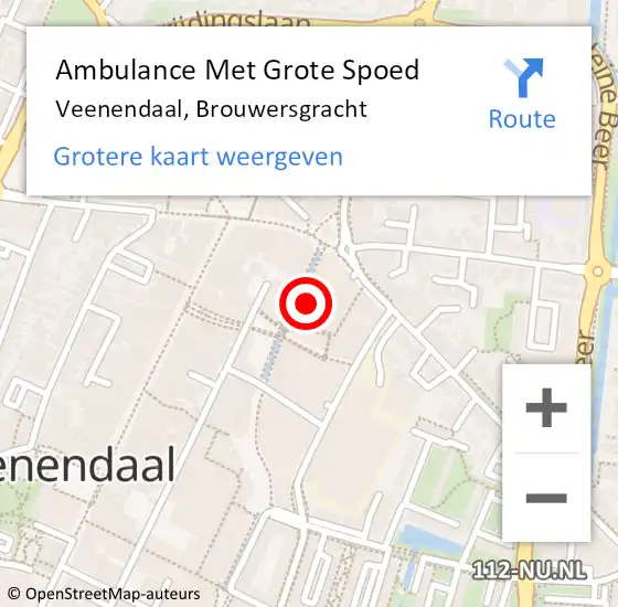 Locatie op kaart van de 112 melding: Ambulance Met Grote Spoed Naar Veenendaal, Brouwersgracht op 11 november 2022 11:21