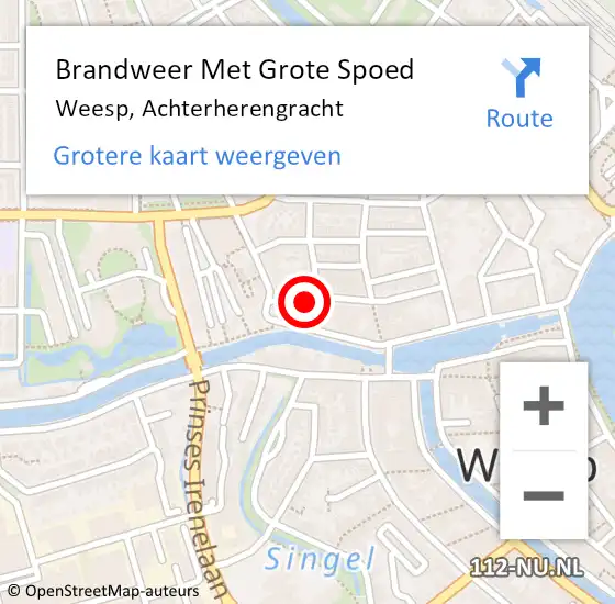 Locatie op kaart van de 112 melding: Brandweer Met Grote Spoed Naar Weesp, Achterherengracht op 11 november 2022 11:35