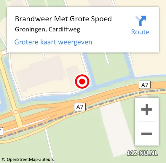 Locatie op kaart van de 112 melding: Brandweer Met Grote Spoed Naar Groningen, Cardiffweg op 11 november 2022 11:37