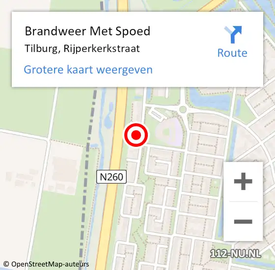 Locatie op kaart van de 112 melding: Brandweer Met Spoed Naar Tilburg, Rijperkerkstraat op 11 november 2022 11:40