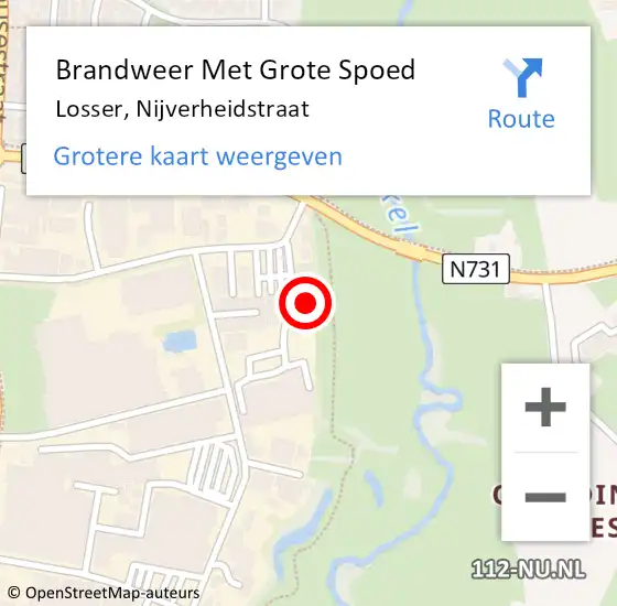 Locatie op kaart van de 112 melding: Brandweer Met Grote Spoed Naar Losser, Nijverheidstraat op 11 november 2022 11:46