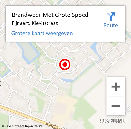 Locatie op kaart van de 112 melding: Brandweer Met Grote Spoed Naar Fijnaart, Kievitstraat op 11 november 2022 11:47