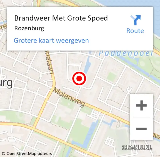 Locatie op kaart van de 112 melding: Brandweer Met Grote Spoed Naar Rozenburg op 11 november 2022 12:07