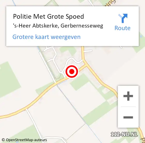 Locatie op kaart van de 112 melding: Politie Met Grote Spoed Naar 's-Heer Abtskerke, Gerbernesseweg op 11 november 2022 12:10