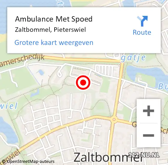 Locatie op kaart van de 112 melding: Ambulance Met Spoed Naar Zaltbommel, Pieterswiel op 11 november 2022 12:12