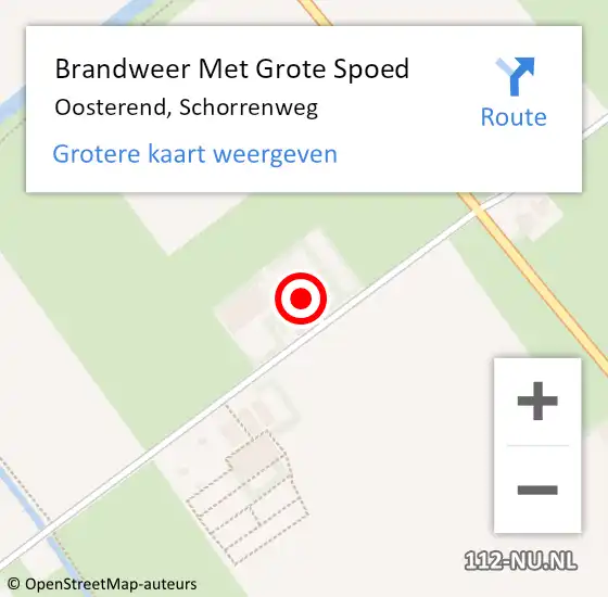 Locatie op kaart van de 112 melding: Brandweer Met Grote Spoed Naar Oosterend, Schorrenweg op 11 november 2022 12:16