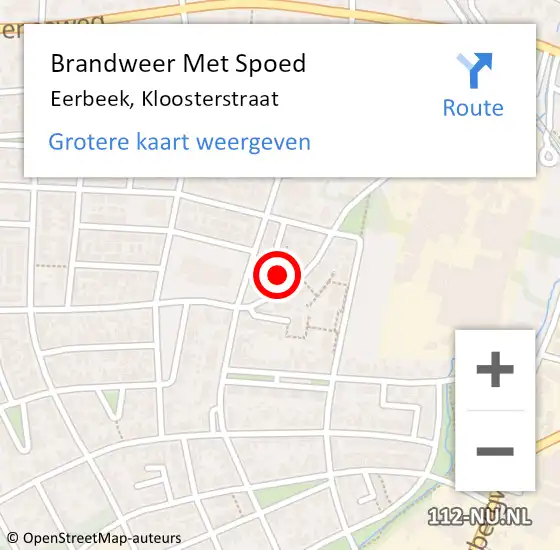 Locatie op kaart van de 112 melding: Brandweer Met Spoed Naar Eerbeek, Kloosterstraat op 11 november 2022 12:22