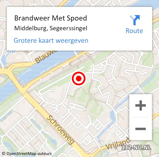 Locatie op kaart van de 112 melding: Brandweer Met Spoed Naar Middelburg, Segeerssingel op 11 november 2022 12:24