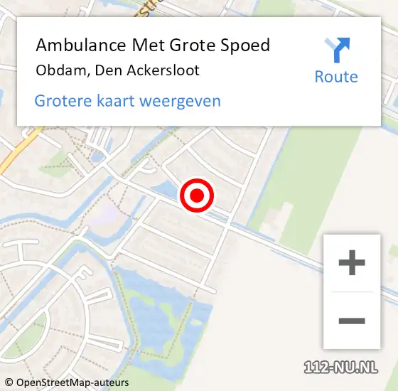 Locatie op kaart van de 112 melding: Ambulance Met Grote Spoed Naar Obdam, Den Ackersloot op 11 november 2022 13:03