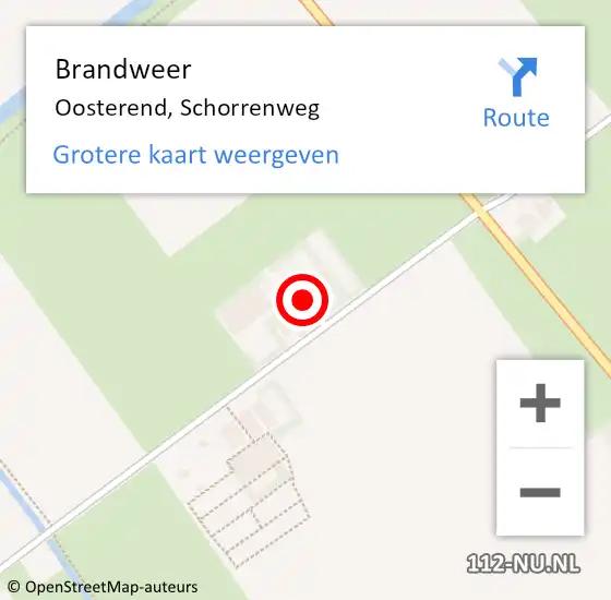 Locatie op kaart van de 112 melding: Brandweer Oosterend, Schorrenweg op 11 november 2022 13:23