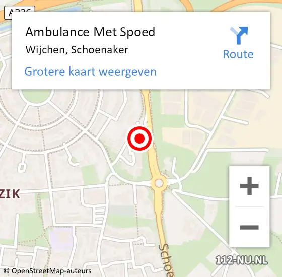 Locatie op kaart van de 112 melding: Ambulance Met Spoed Naar Wijchen, Schoenaker op 11 november 2022 13:30