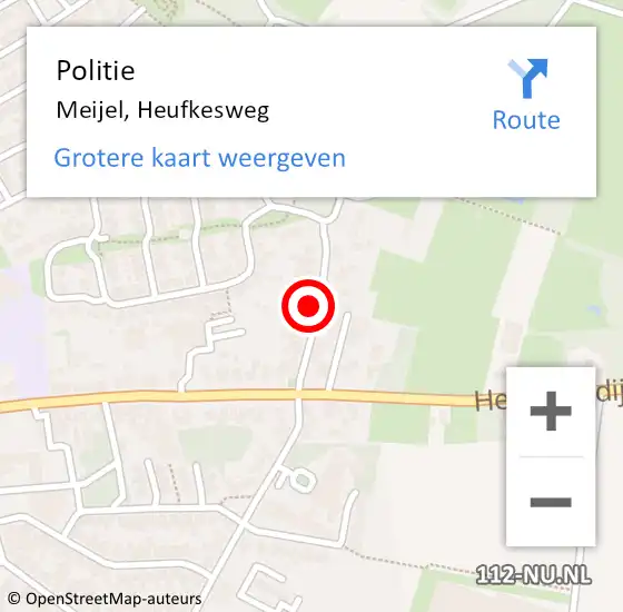 Locatie op kaart van de 112 melding: Politie Meijel, Heufkesweg op 11 november 2022 14:02